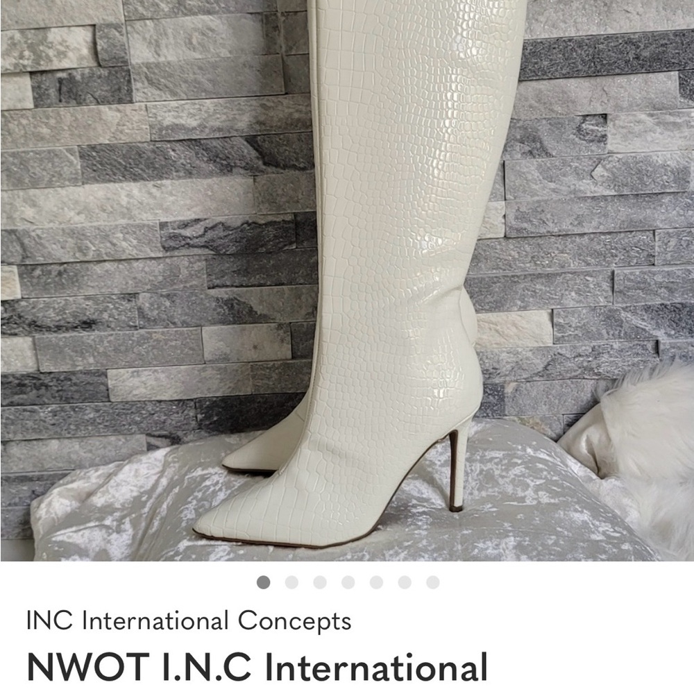 INC White Crocodile Boots - Picture 7 of 15